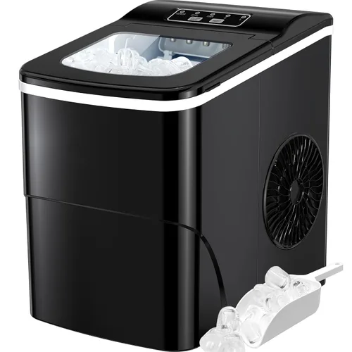 Miniatura 17 de Silonn Nugget Máquinas de Hielo para Encimera, Temporizador Máquina de Hielo de Guijarros con Hielo Suave Masticable, Máquina de Hielo de 44 libras