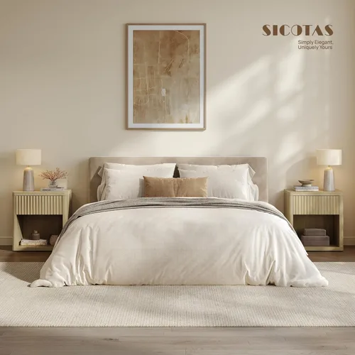 Miniatura 3 de SICOTAS Mesita de noche con cajón grande de 24 pulgadas de alto, moderna y acanalada, mesita de noche ancha para dormitorio, sofá, oficina en casa