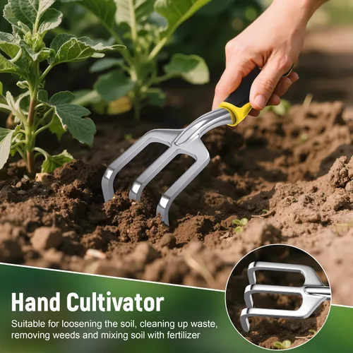 Miniatura 5 de Juego de herramientas de jardín, 3 piezas de aluminio resistente para jardinería que incluye pala de mano, pala de trasplante y rastrillo de mano