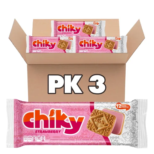 Chiky Galletas de caramelo de fresa, crujientes y dulces, centro de crema suave, textura crujiente que se derrite en cada bocado, 16.9 onzas, 1 caja