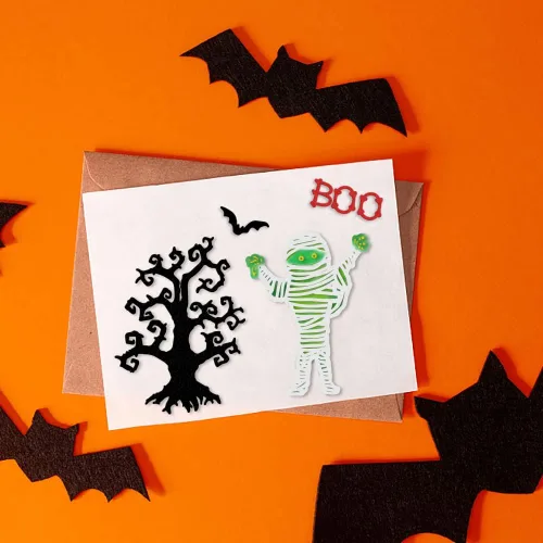 Miniatura 4 de Juego de troqueles de momia de Halloween para hacer tarjetas, juegos de troqueles de corte de murciélagos de Halloween, 31 de octubre, plantillas