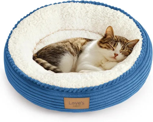 Miniatura 56 de Love's cabin Cama redonda acolchada para gatos y perros, cama para mascotas de 20 pulgadas para gatos o perros pequeños, parte inferior Violeta
