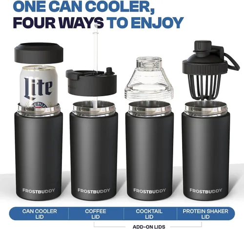 Miniatura 7 de Frost Buddy Universal Can Cooler - Fits all - Stainless Steel Can Cooler for 12 oz & 16 oz Regular or Slim Cans & Bottles - Stainless Steel
