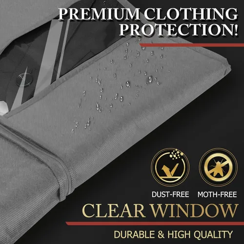 Miniatura 4 de Paquete de 5 bolsas de traje de 40 pulgadas para viajes y almacenamiento, bolsas de ropa para colgar ropa con cremallera y ventana transparente