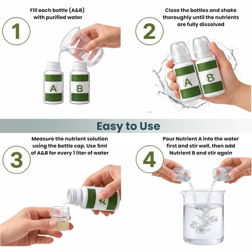 Miniatura 4 de Nouri Fertilizante líquido hidropónico para plantas de nutrientes A y B, sistema de cultivo hidropónico, accesorio para plantas