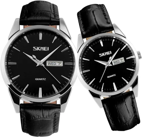 SKMEI Par de relojes para parejas, hombres y mujeres, para él y para ella, juego de relojes para esposo, esposa, San Valentín, reloj de pulsera a