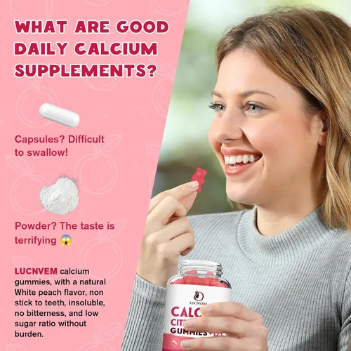Miniatura 5 de Gomas de Citrato de Calcio 1200mg con Vitamina D3, Gomas de Calcio con Vitamina D3 para Mujeres y Hombres, Cal Magnesio Zinc para la Salud de Huesos