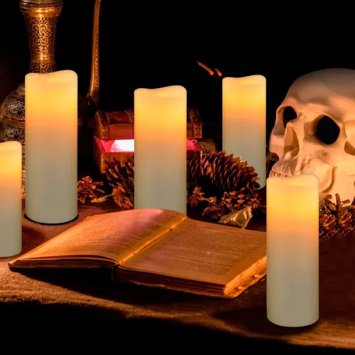 Miniatura 2 de Velas parpadeantes sin llama de 2.2 pulgadas de diámetro x 4 pulgadas de diámetro x 4 pulgadas de alto, 5, 6, 7, 8, 9 pulgadas, juego de 9 velas LED
