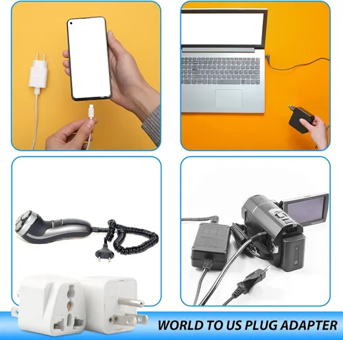 Miniatura 6 de Adaptador de enchufe de Europa a EE. UU., paquete de 3 adaptadores de enchufe de Reino Unido a EE. UU., Adaptador de enchufe de India a EE. UU.