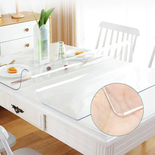 Protector de mesa transparente de plástico PVC transparente, alfombrilla de protección de escritorio de oficina, mantel de vinilo de cristal, mesa