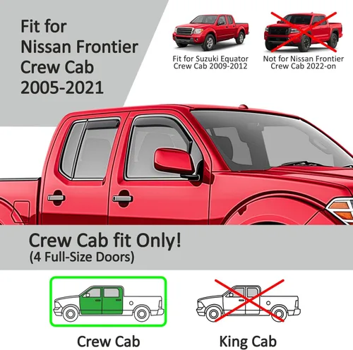 Miniatura 5 de Voron Glass Protectores de lluvia extra duraderos en canal para camiones Nissan Frontier 2005-2021 Crew Cab, deflectores de ventana, viseras
