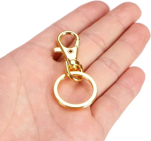 Miniatura 6 de 20 piezas de cierres giratorios con gancho a presión con clip para llavero, cordón de metal con cierre de langosta para manualidades, fabricación