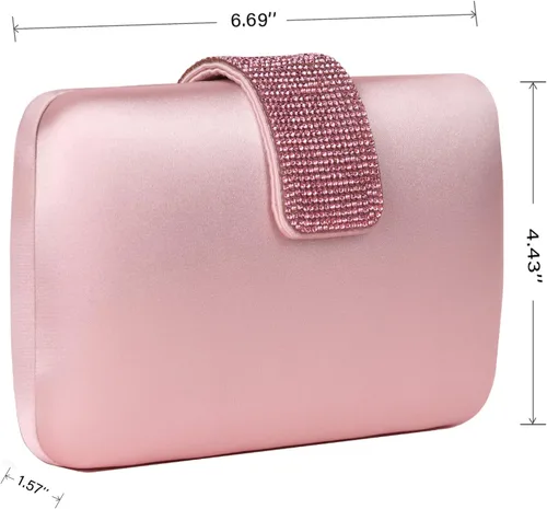 Miniatura 2 de Mulian LilY Bolsos de noche de satén con diamantes de imitación, bolso de mano de novia para mujer, bolso de mano de graduación