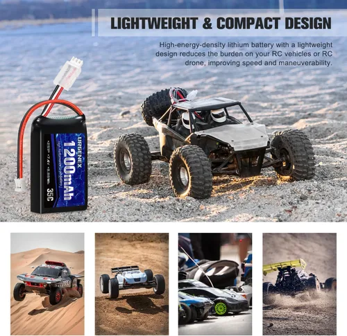 Miniatura 4 de SCX24 Batería 7.4V Lipos 2S 35C (Ráfaga 70C) 1200mAh Batería de Litio Recargable con Enchufe PH2.0 Compatible con la mayoría de coches RC y camiones