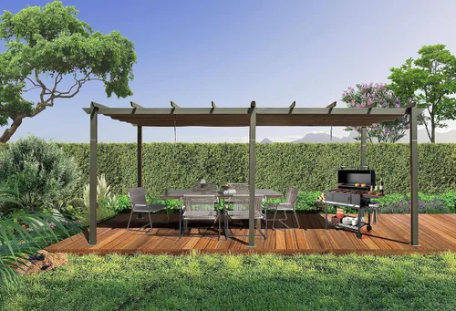 Miniatura 8 de Domi - Pérgola retráctil para exteriores de 10 x 13 pies, moderna pérgola de enrejado de uva con toldo para sombra, refugio de aluminio para patio