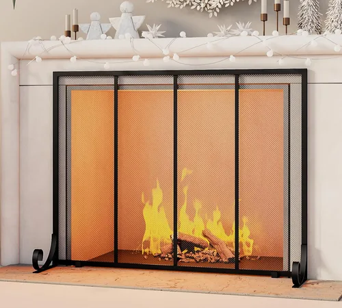 Miniatura 2 de Fire Beauty Protector de chispas para chimenea de panel plano, puerta de metal forjado, cubierta de seguridad decorativa para chimenea, protector