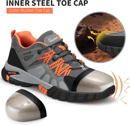 Miniatura 2 de GLANOUDUN Steel Toe Shoes for Men Outdoor Men's Work Sneakers Comfort Safety Toe Working Shoes for Men Indestructible Industrial Construction Shoes