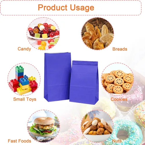 Miniatura 4 de LFCXHTY Paquete de 60 bolsas de papel color azul rey, pequeñas bolsas de papel para fiesta de cumpleaños, boda, venta al por menor, compras