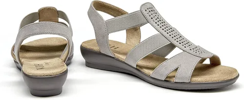 Miniatura 5 de VJH confort - Sandalias planas para mujer con diamantes de imitación, puntera abierta, elásticas, sin cordones, cómodas, informales, para caminar