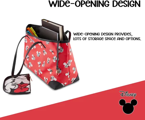 Miniatura 3 de Disney Bolsa de mano de Mickey y Minnie Bolso de mano para niñas, niños, adolescentes, adultos Mickey y Minnie Mouse de piel sintética sintética