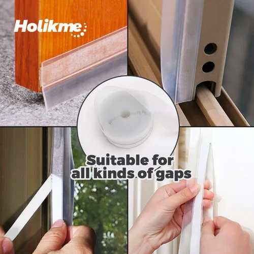 Miniatura 9 de Holikme Tira de Sellado para Puertas 10 Metros, Adhesivo de Sellado y Cinta de Sellado para Bloqueador de Corriente de Aire para Puertas, Adecuado