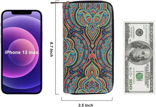 Miniatura 5 de HAWEE Cartera de teléfono celular para mujer con doble cremallera y correa de muñeca extraíble