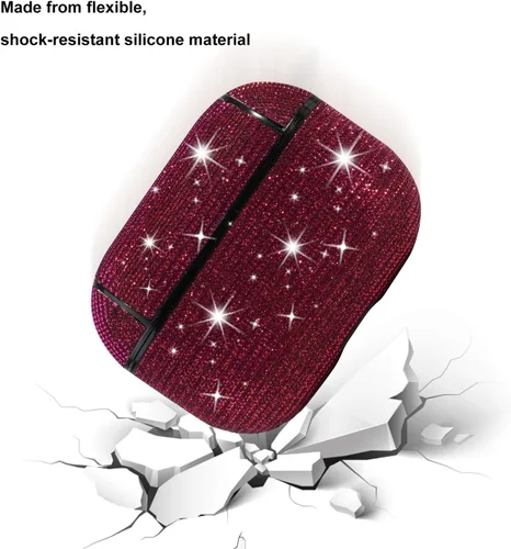 Miniatura 4 de Funda protectora para AirPods Pro con purpurina brillante para AirPods Pro, bonita funda protectora para AirPods Pro, color rojo
