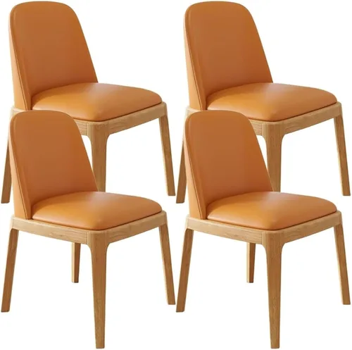 Miniatura 10 de Juego de 2/4 sillas de comedor, sillas de comedor de madera, silla tapizada para sala de estar, silla de vestíbulo sin brazos con respaldo curvo