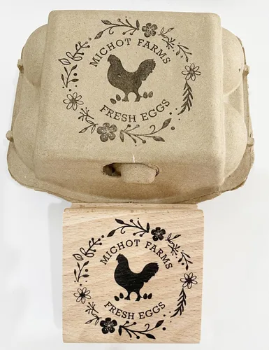 | Sellos cuadrados de cartón de huevos de 3 x 3 pulgadas | Sello de huevos de pollo | Sello de polímero de resina personalizado