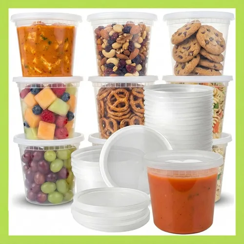 Miniatura 12 de Contenedores de almacenamiento de alimentos [10 juegos] x [8 onzas] recipientes de plástico para delicatessen con tapas, recipientes de preparación