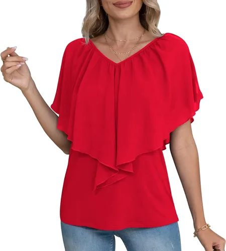 Miniatura 3 de Jouica Blusa de gasa de verano con hombros descubiertos para mujer