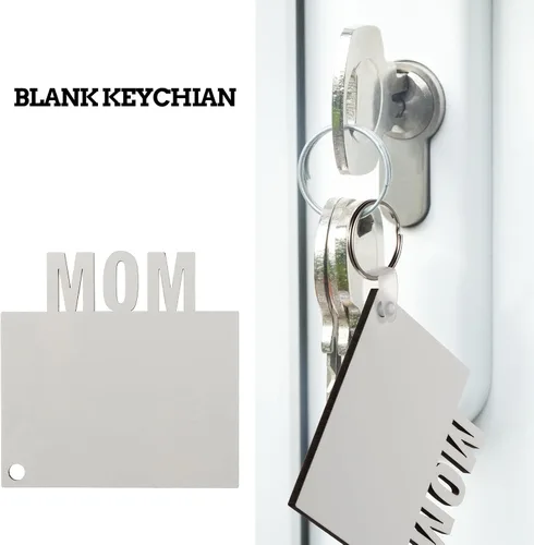 Miniatura 4 de 8 llaveros en blanco de sublimación de transferencia de calor, llavero impreso de doble cara MDF DIY llavero en blanco con llaveros para mamá papá