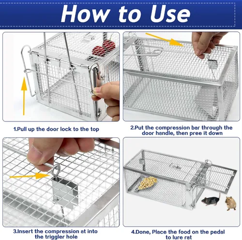 Miniatura 5 de 2 Pack Trampas Humanas para Ratas - Trampa para Roedores para Ardillas, Ratones y Ratas, Trampas para Ratas Vivas de Captura y Liberación