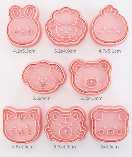 Miniatura 3 de Juego de 8 moldes de galletas de animales lindos con diseño de animales, moldes de galletas de conejo, molde para galletas de oso, herramientas