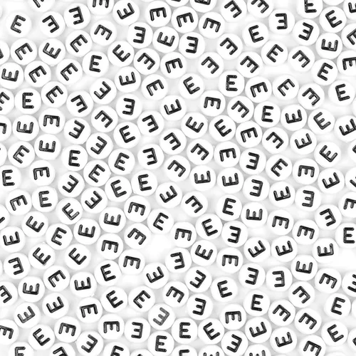 Miniatura 27 de 300 cuentas de letras S de 0.157 x 0.276 in, cuentas blancas del alfabeto de forma redonda acrílica, cuentas sueltas para pulseras con nombre