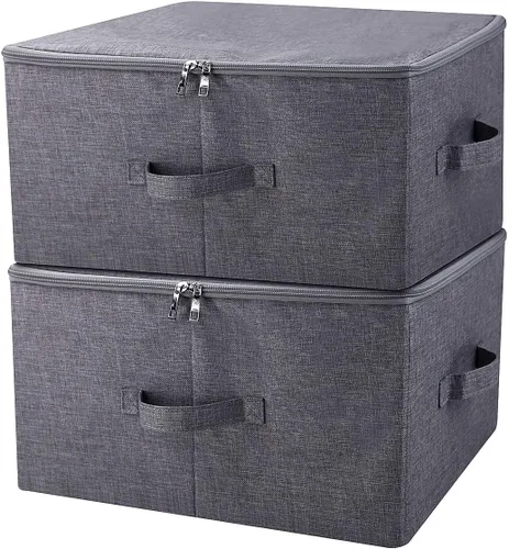 Miniatura 10 de iwill CREATE PRO Cajas de almacenamiento de ropa de armario a prueba de polvo de 17.6 x 13.6 x 9.7 pulgadas, con tapa con cremallera, tela Gris claro