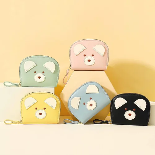 Miniatura 5 de YINHEXI RIFD - Bonita cartera con tarjetero para mujeres y hombres, pequeña cartera de cuero con cremallera para tarjetas de crédito para mujeres