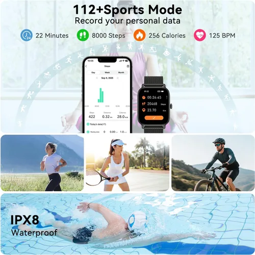 Miniatura 4 de Reloj inteligente para hombres y mujeres ICHPULG para fitness: para correr, responder, hacer llamadas, digital, relojes para hombres, impermeable