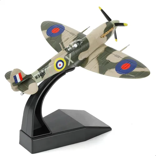 NUOTIE Modelo Spitfire Fighter a escala 1/72, modelo legendario de combate de la Segunda Guerra Mundial, modelos de avión de metal fundido a presión