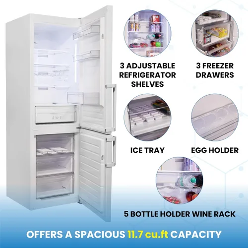 Miniatura 5 de Conserv 12cf No Frost Bottom Congelador Refrigerador Estante de vino GARAJE READY E-Star (blanco)