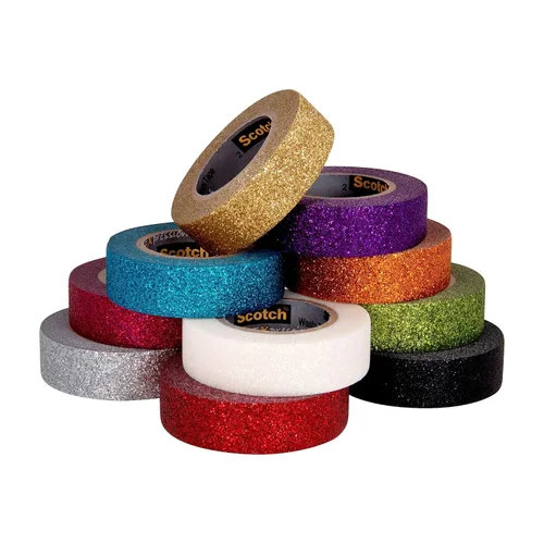 Miniatura 11 de Scotch Cinta Washi con purpurina, 10 rollos, ideal para manualidades y envolturas navideñas, suministros escolares, suministros de manualidades
