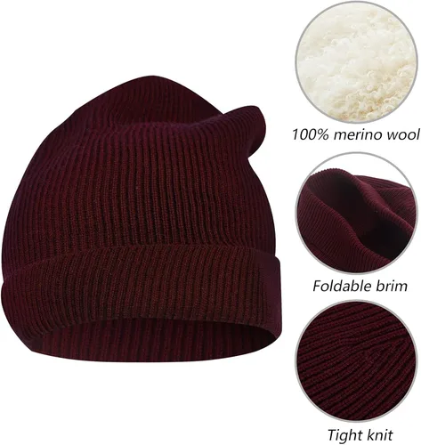 Miniatura 2 de La Paddy Gorro de punto 100 lana merina unisex cálido suave transpirable y acogedor elástico con puños