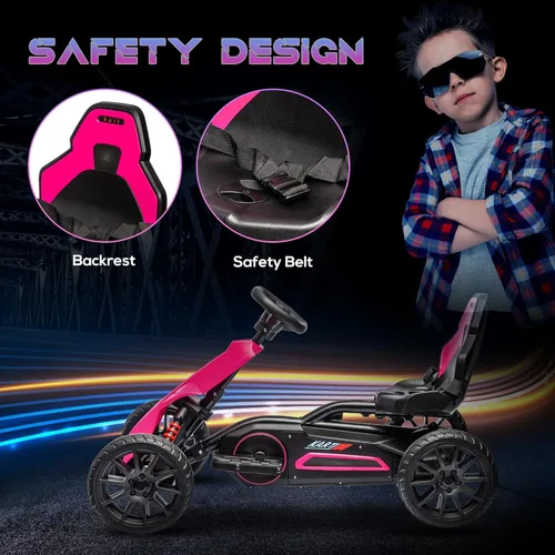 Miniatura 5 de Aosom Go Kart eléctrico de 12 V para niños, juguete para montar al aire libre con accionamiento hacia adelante hacia atrás y velocidad ajustable