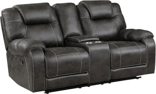 Miniatura 4 de Lexicon Juego de muebles de sala de estar de 2 piezas, juego de sofá reclinable manual de microfibra pulida con reposabrazos superior de almohada