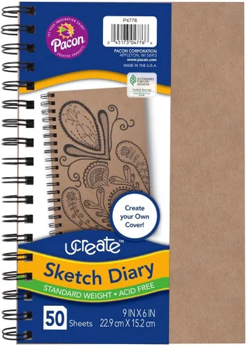 Pacon® PAC4776 Art1st® - Diario de bocetos para crear tu propia portada, 9 x 6 pulgadas, natural