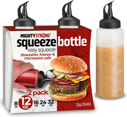 Miniatura 9 de Paquete de 6 botellas exprimibles para condimentos, botellas de chorro de 8 onzas con tapa a prueba de fugas, botellas de salsa fáciles de verter