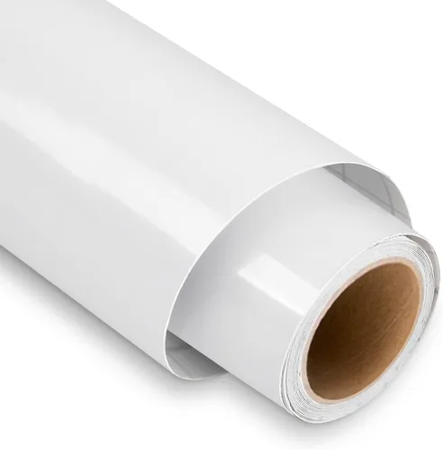 Lya Vinyl Vinilo permanente blanco brillante, rollo de vinilo de 12 pulgadas x 6 pies, rollo adhesivo blanco brillante para Silhouette, taza, copa,