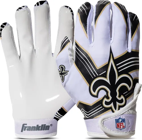 Franklin Sports - Guantes de receptor de fútbol americano juvenil de la NFL, par de guantes de fútbol para niños con logotipos de equipos de la NFL