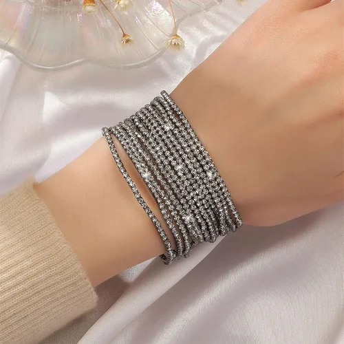 Miniatura 2 de Long tiantian 9 Pcs Tennis Bracelets for Women 9K Gold Plated Cubic Zirconia Classic Gold Bracelets for Women Dainty Tennis Bracelet Pack Fashion