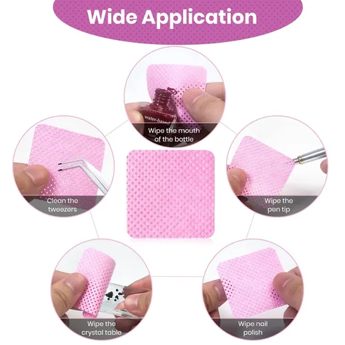 Miniatura 4 de 540 toallitas de uñas sin pelusas, toallitas con pegamento para extensiones de pestañas, súper absorbentes, suaves y no tejidas, toallitas Rosa